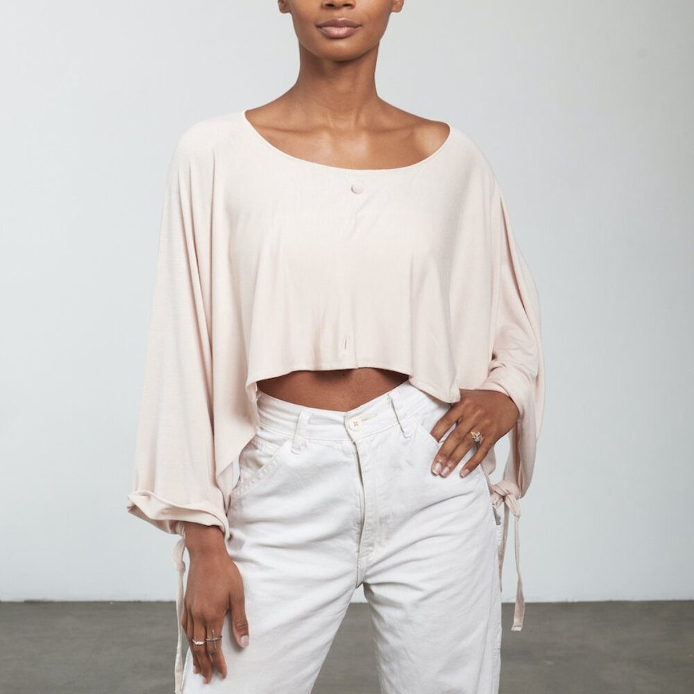 Ivory Convertible Top Shirt | Unisex Festival Yoga Wear | Made in USA